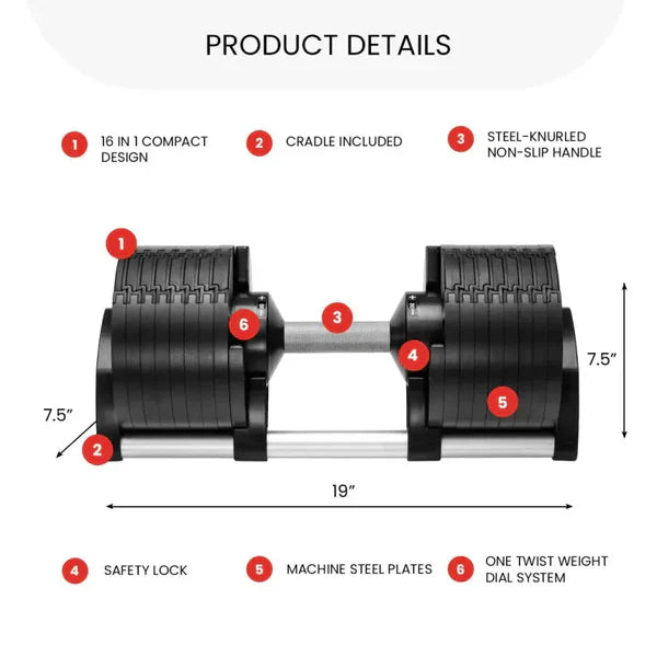 Digital Adjustable Dumbbells 5-80LB | Smart Weight Set for Home Workouts